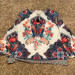 Satiny feel Bird Print Blouse